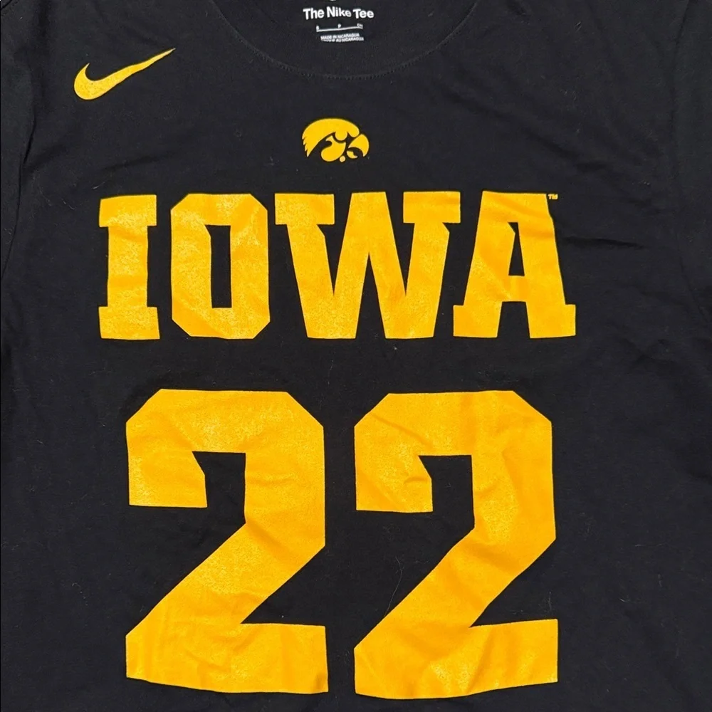 Nike Men’s Black Iowa Graphic Tee with Gold Print #22 Clark Size S